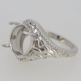 Vintage Style Sterling Silver Semi Mount Ring Setting Round RD 9x9mm Syzjewelry